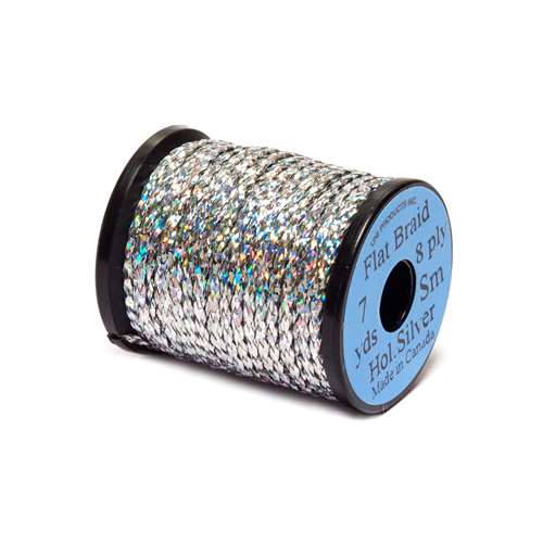 Uni Holographic Braid (Pack Of 20 Spools) 8 Ply Holographic Silver Fly Tying Materials (Product Length 5 Yds / 4.57m)